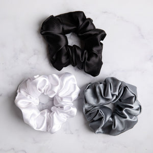 Pack of x3 scrunchies (white, stone & black) - Scrunchie | Dear Deer -- retail, scrunchie