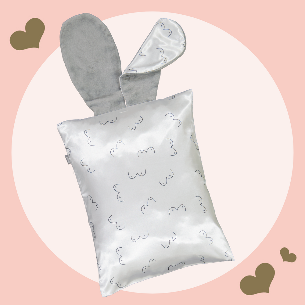 Satin Boob Print Toddler Bunny Ear Pillow