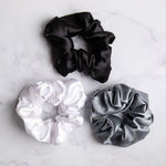 Pack of x3 scrunchies (white & stone & black)