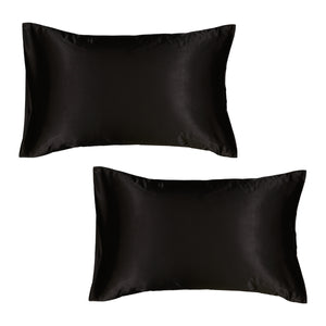 2 PACK Black Satin Pillow Slip - Standard