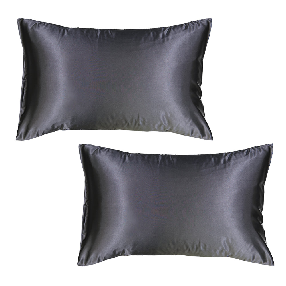 2 PACK Charcoal Satin Pillow Slip - Standard