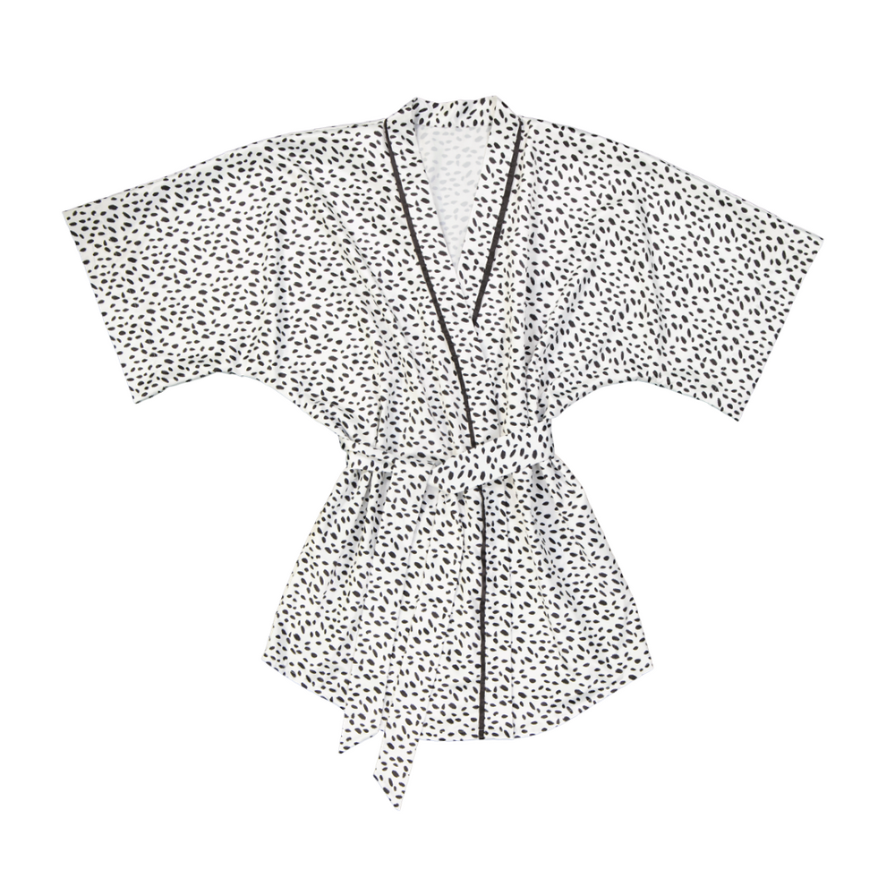 White & Black Polka Kimono Gown (short) LIMITED EDITION - Gown | Dear Deer -- Clothing, Gown