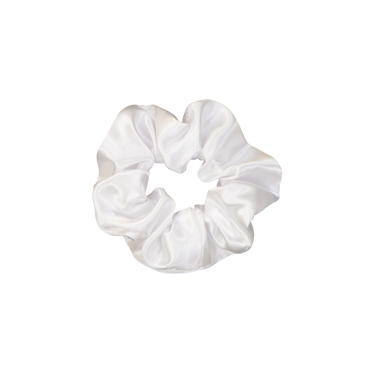 White Standard Size Satin Scrunchie