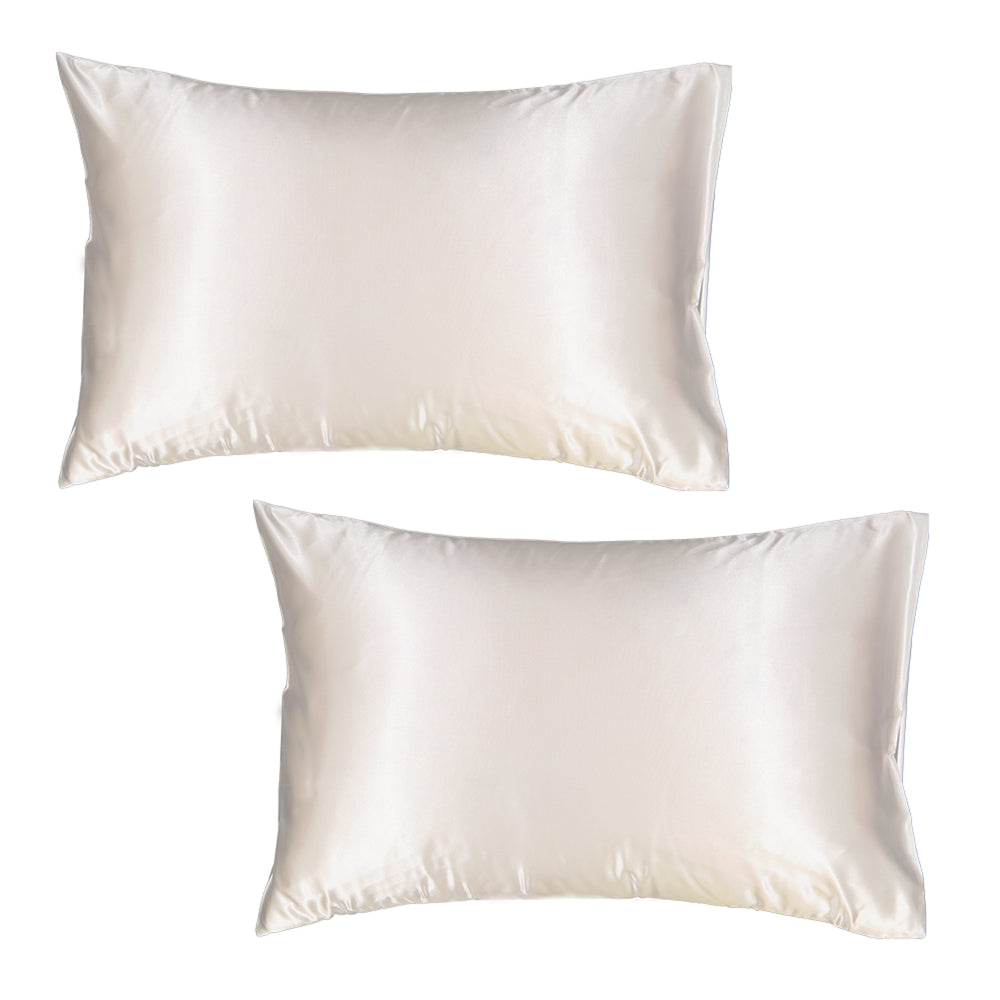 2 PACK White Satin Pillow Slip - Standard