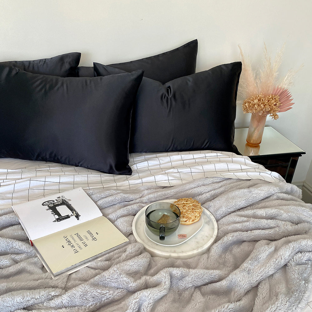 2 PACK Black Satin Pillow Slip - Standard
