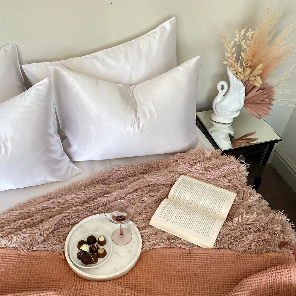 2 PACK White Satin Pillow Slip - Standard